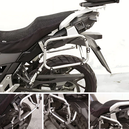 แร็คข้าง ตะแกรงข้าง สแตนเลส สำหรับ SUZUKI V-STROM 250 DL250 แร็คยึดกล่องข้าง หนาแข็งแรง โดย Xmsr