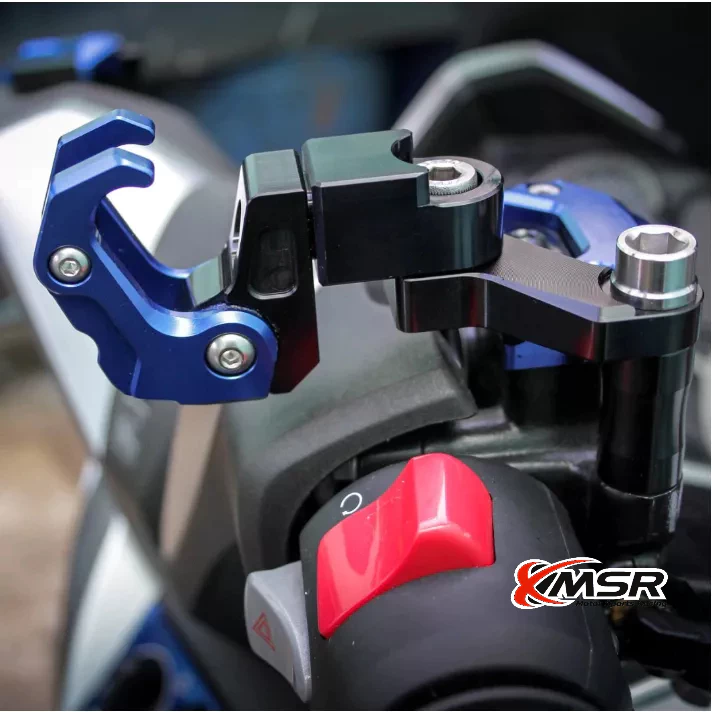 ตะขอเกี่ยวของ ตะขอแขวนของ สำหรับ HONDA FORZA หรือ YAMAHA สำหรับรูน็อตกระจกขนาด 10มม. ตะขอยึดรูหูกระจก งานCNC โดย Xmsr