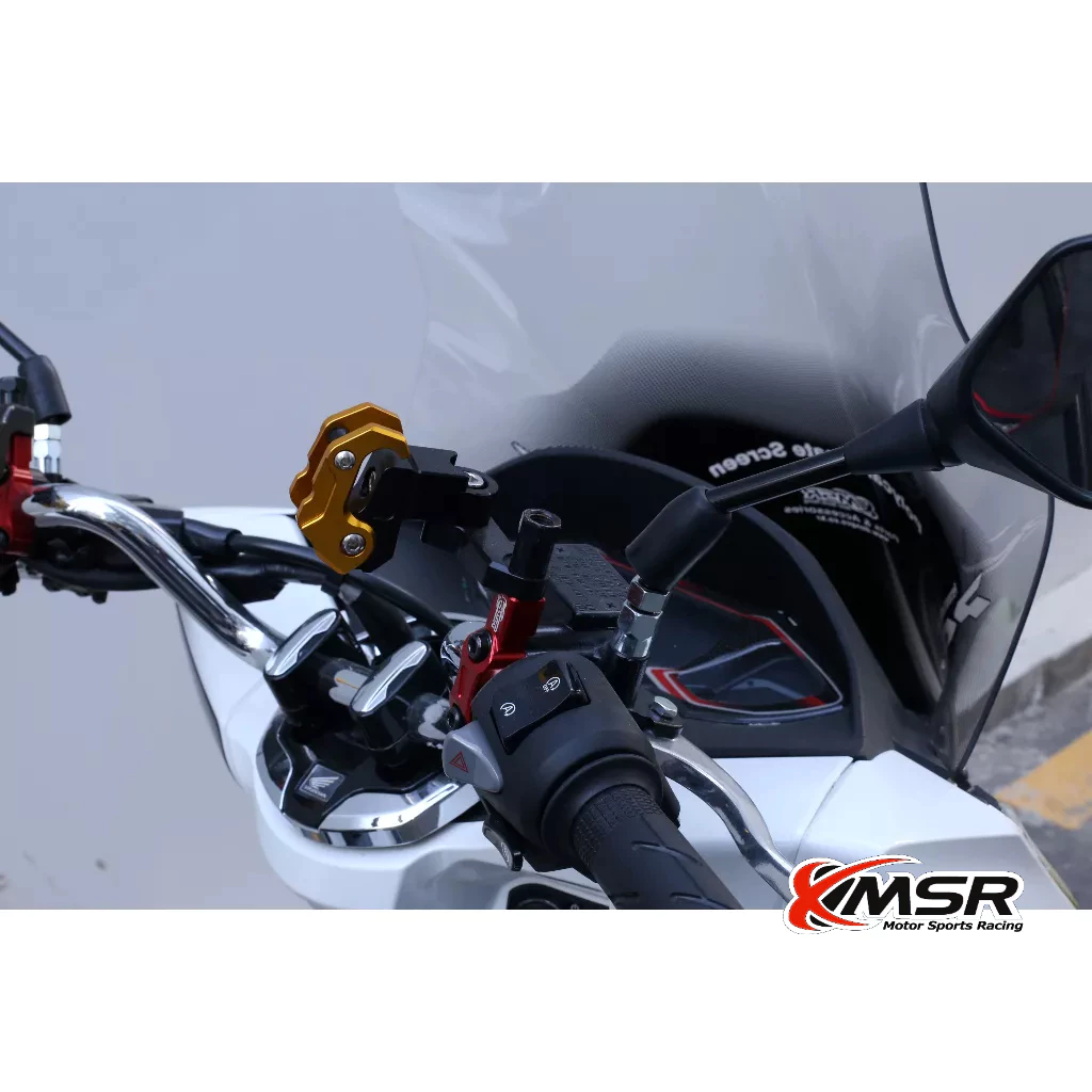 ตะขอเกี่ยวของ ตะขอแขวนของ สำหรับ HONDA FORZA หรือ YAMAHA สำหรับรูน็อตกระจกขนาด 10มม. ตะขอยึดรูหูกระจก งานCNC โดย Xmsr